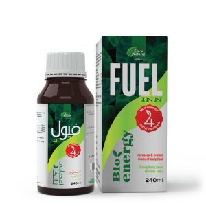 A bottle of FuelInn Energy Tonic for restoring physical strength, mental vitality, and energy.